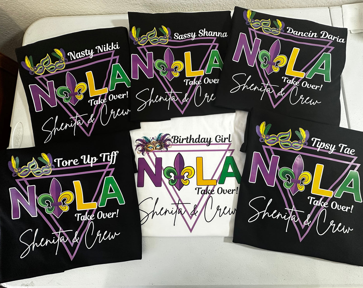 Nola Crew Take over Birthday Squad Custom T-shirts | Mardi Gras Inspired birthday shirts