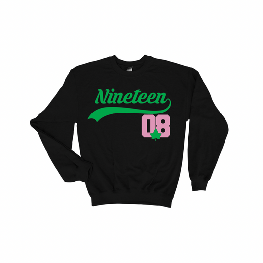 1908 AKA | HBCU Sorority Pink & Green Crewneck Pullover Sweatshirt