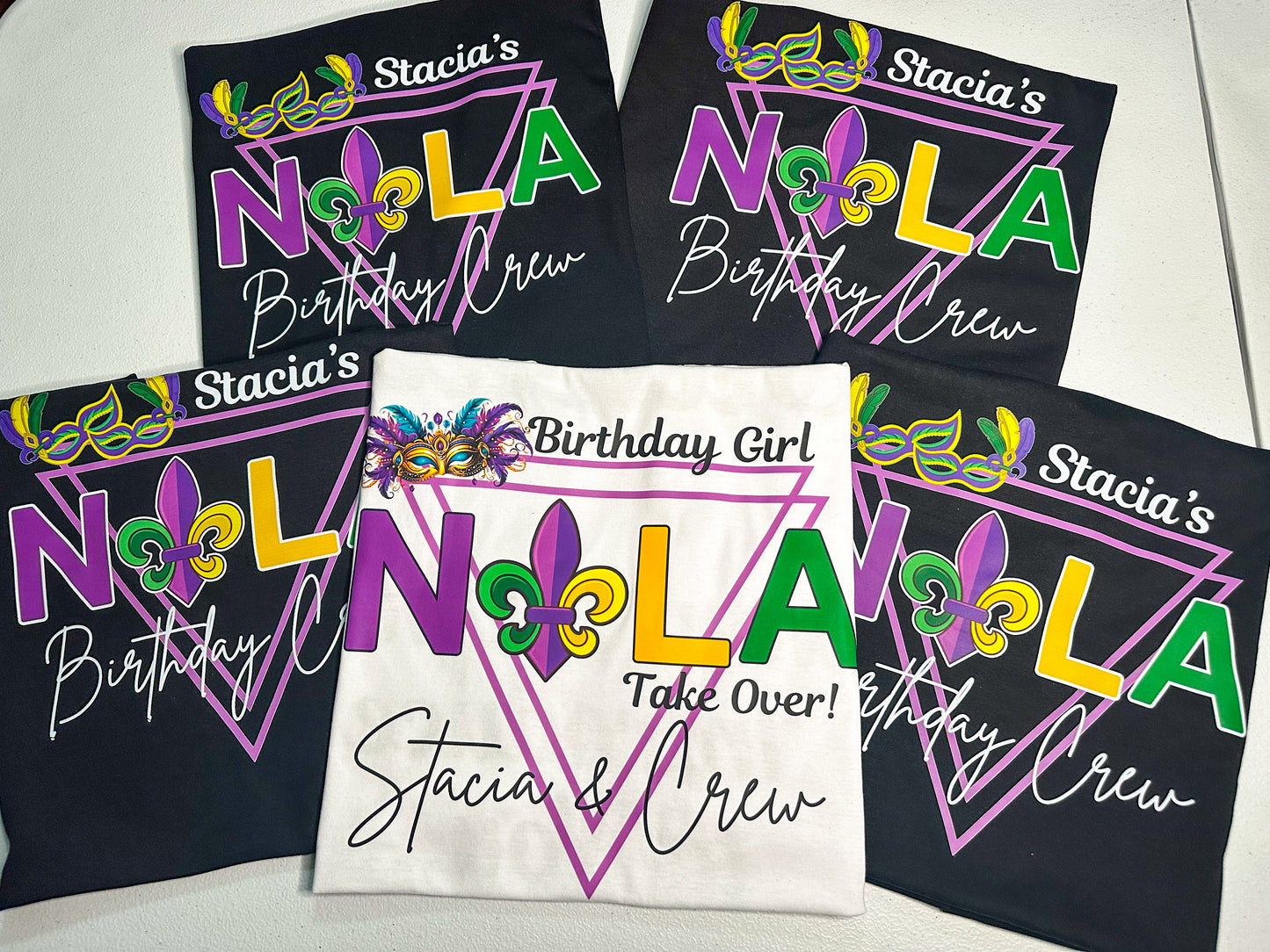 Nola Crew Take over Birthday Squad Custom T-shirts | Mardi Gras Inspired birthday shirts
