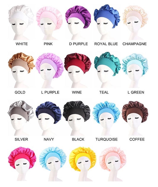 Wide-band Single Layer Satin Silk Hair Bonnet