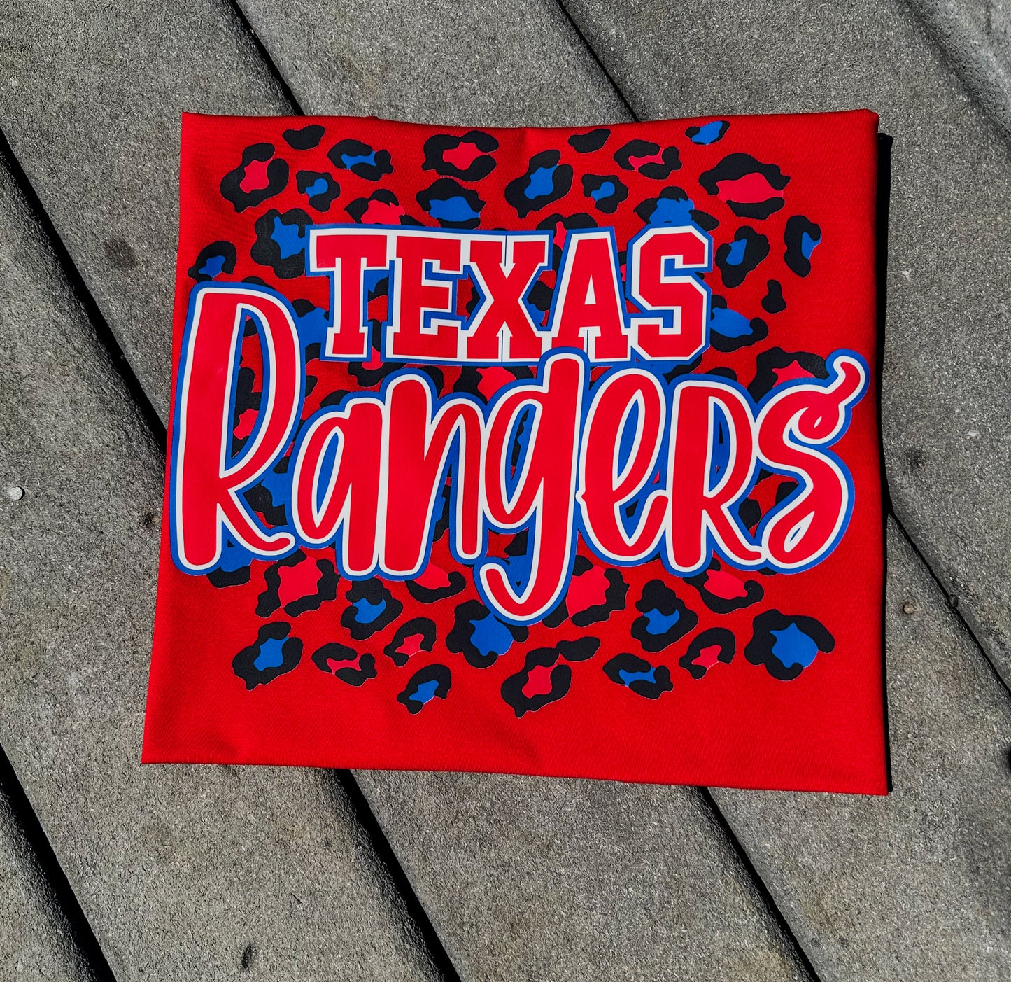 Texas Rangers Cheetah Print Baseball Fan T-shirt