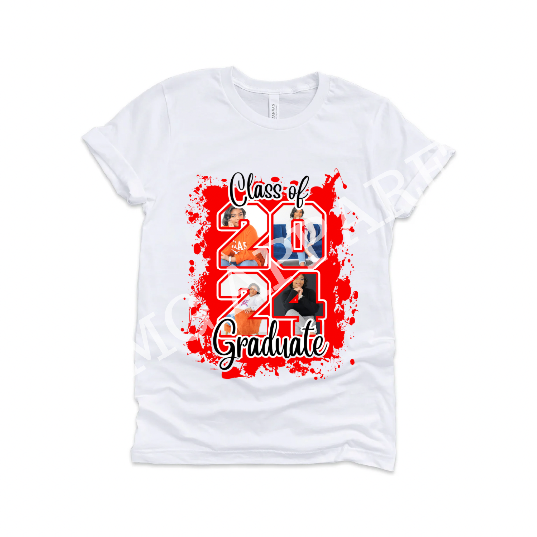 Red Theme Class of 2024 Graduate Customized Photo Shirt | Graduate Unisex T-shirt