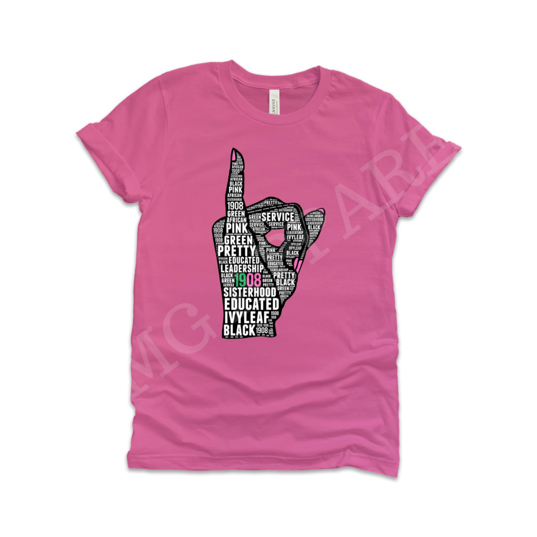 AKA 1908 Sisterhood Educated Pretty | Women’s HBCU Sorority Pinky Hand sign T-shirt