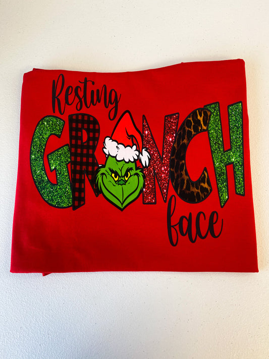 Resting Grinch Face Christmas T-shirt Long Sleeve