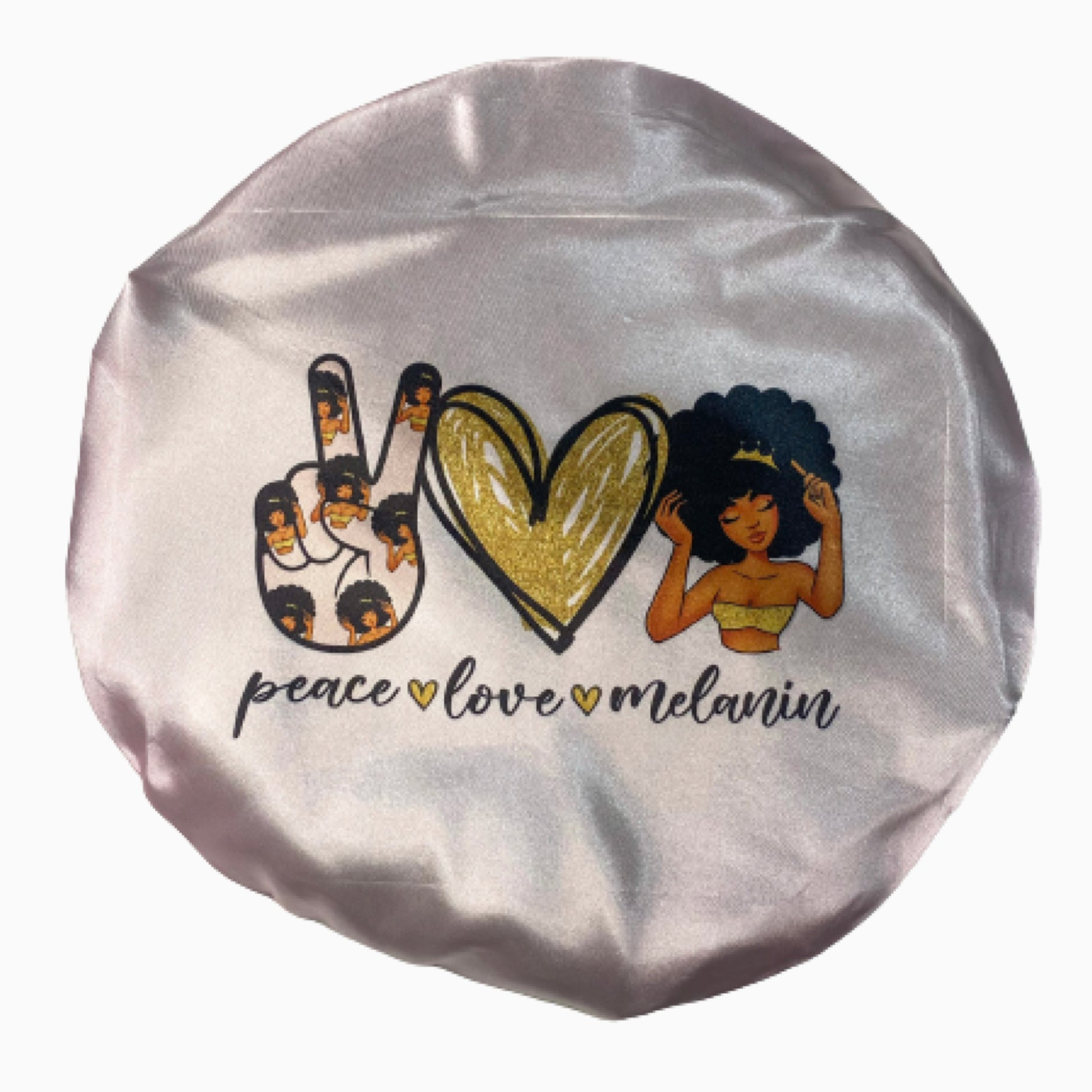 “Peace.Love.Melanin”- Selfcare Spa Day Hair Bonnet - OTMG Apparel & Customs